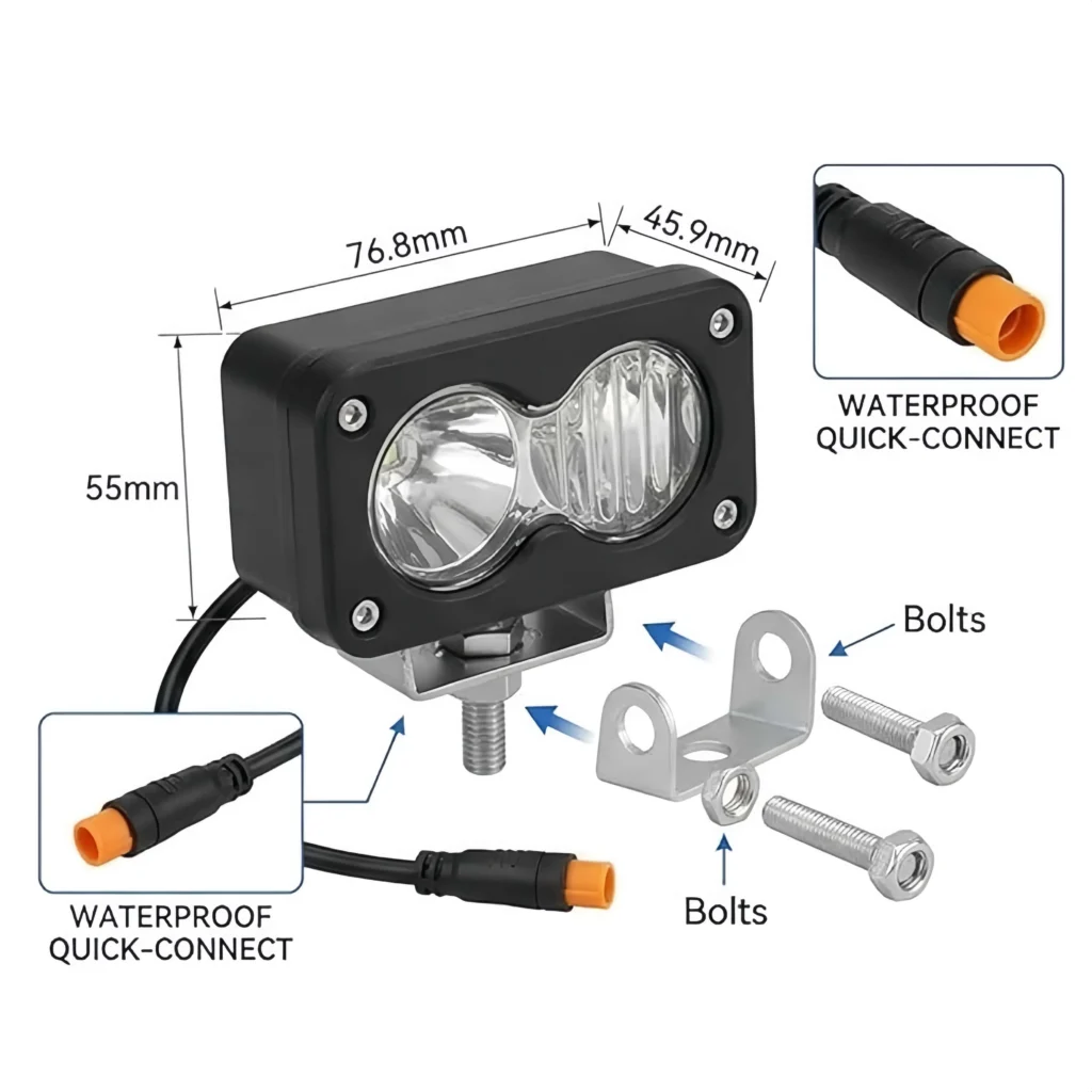 3 Inch Mountain E-Bike Spot Light | Super Bright Work Lamp for Ridstar Q20 Off-Road Vehicle